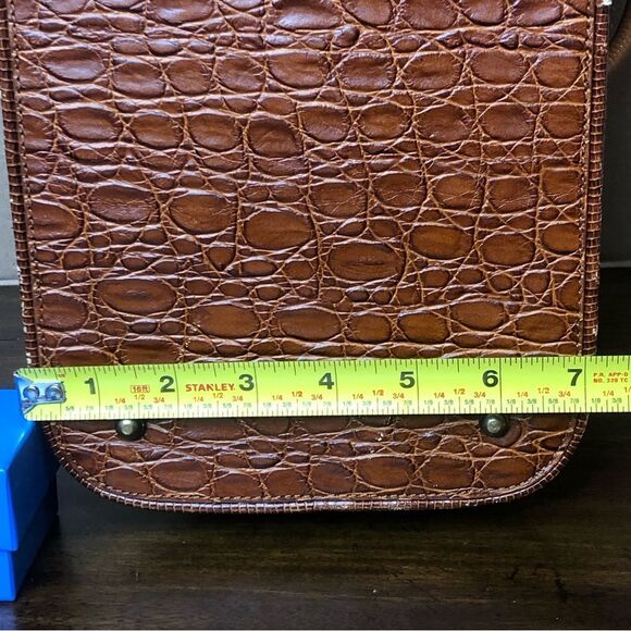BRAHMIN Prissy Collection Italian Croc Embossed Leather Dome Shaped Satchel VTG